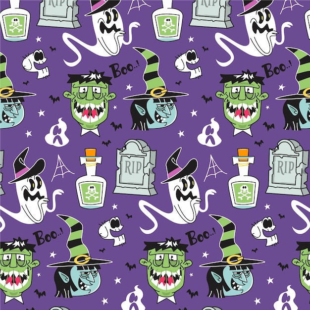 Vector hand drawn pattern design for halloween celebration