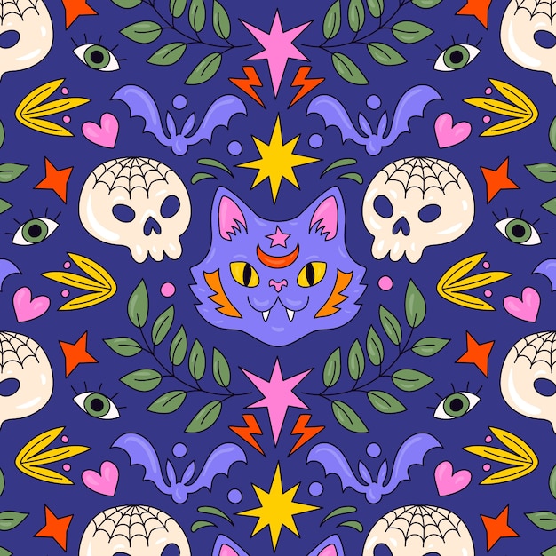 Hand drawn pattern design for halloween season