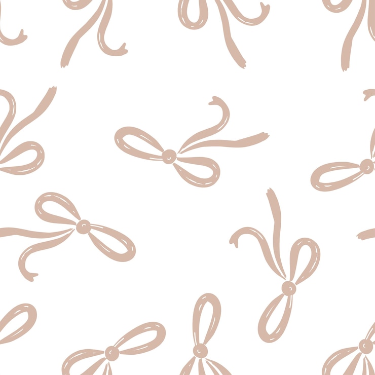 Vector hand drawn pattern of elegant bows on a white background creating a whimsical and charming design