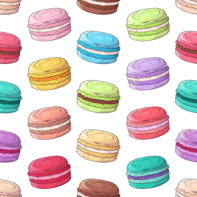 Hand drawn pattern french dessert macaroons 