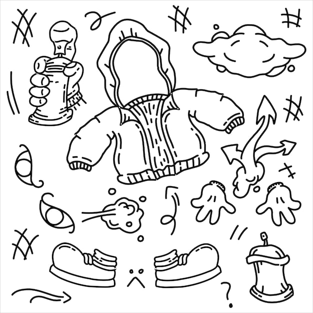 Vector hand drawn pattern set of graffity style