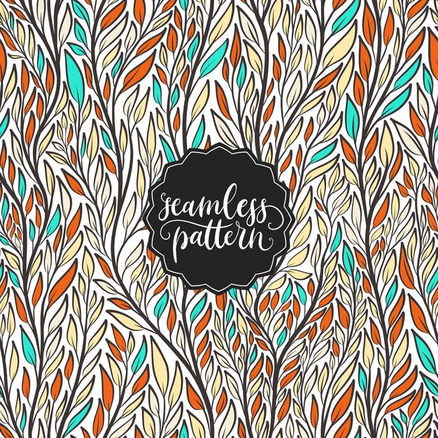 Hand drawn pattern with decorative floral ornament Stylized colorful branches Summer spring