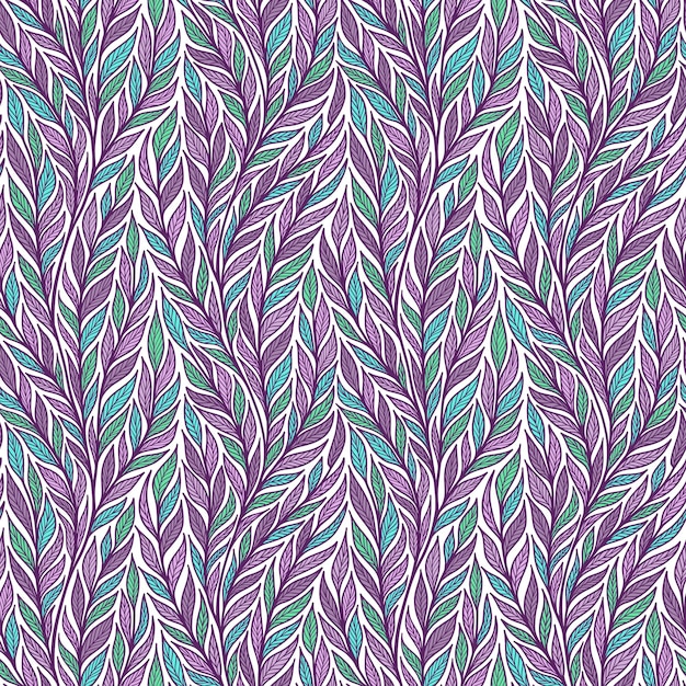 Hand drawn pattern with decorative floral ornament Stylized colorful branches Summer spring