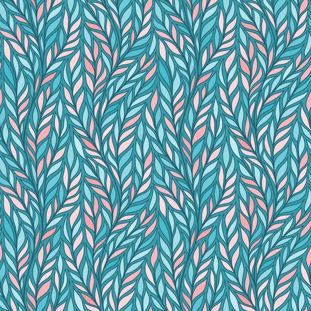 Hand drawn pattern with decorative floral ornament Stylized colorful branches Summer spring