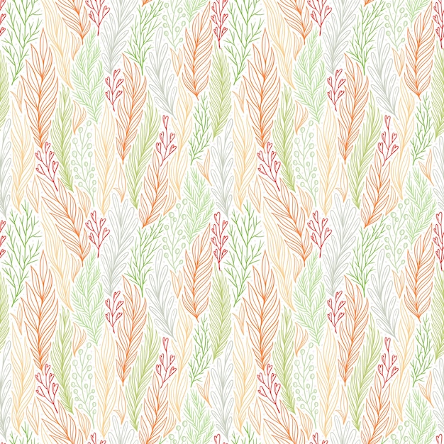 Hand drawn pattern with decorative floral ornament Stylized colorful branches