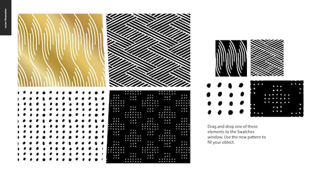 Vector hand drawn patterns - pieces