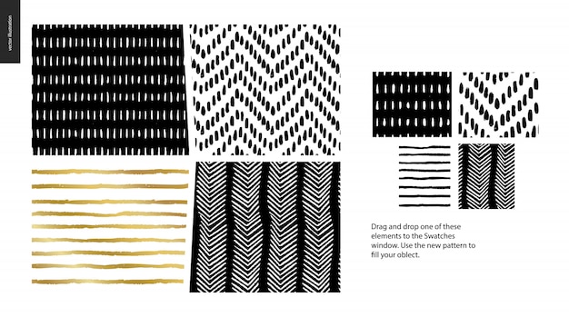 Vector hand drawn patterns - pieces