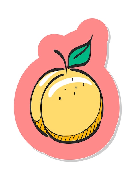 hand drawn peach icon in sticker style vector illustration
