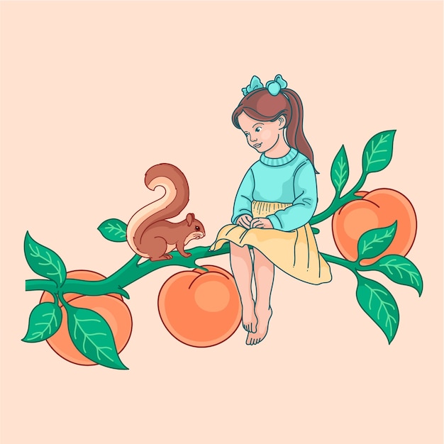 Vector hand drawn peach illustration