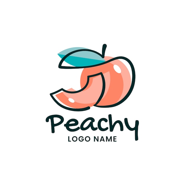 Vector hand drawn peach logo design