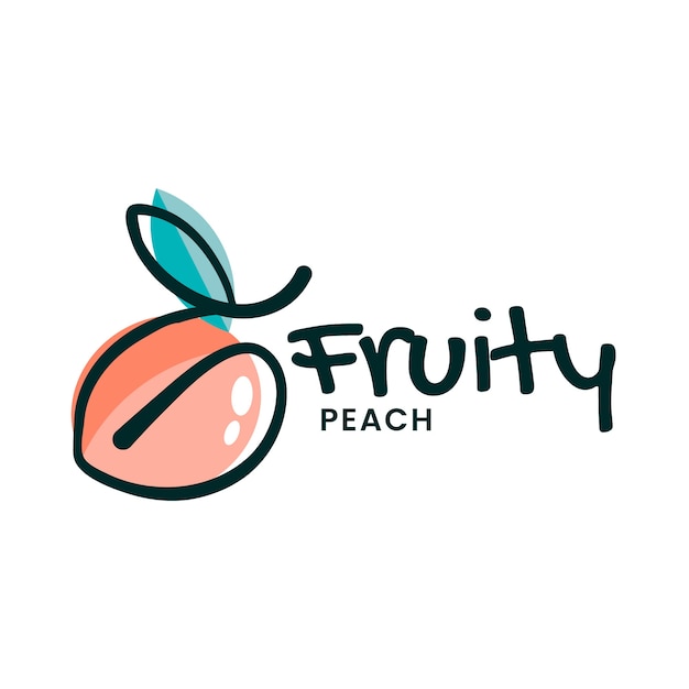 Vector hand drawn peach logo design