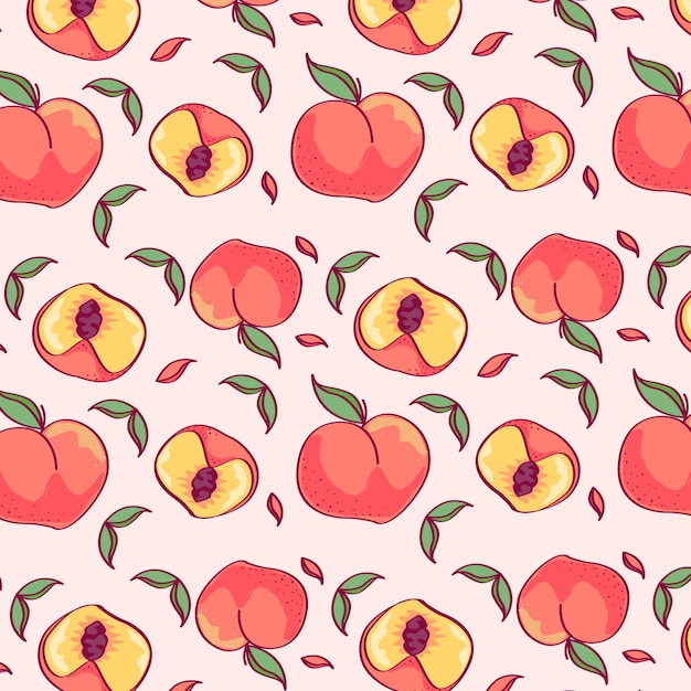 Hand drawn peach pattern design