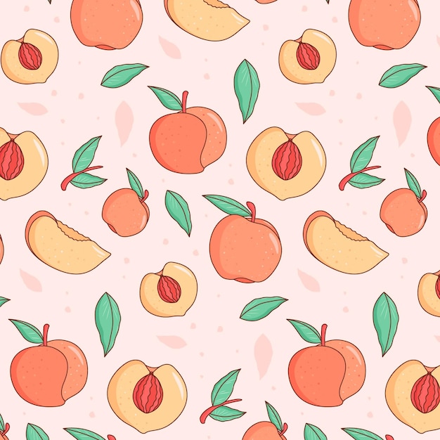 Vector hand drawn peach pattern