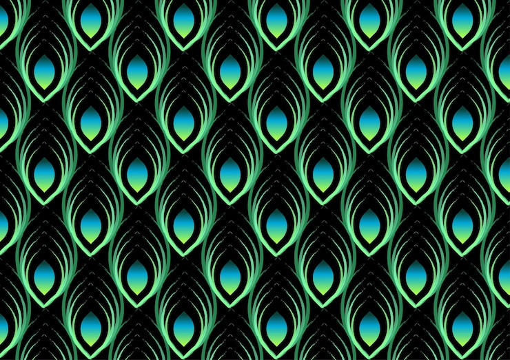 Vector hand drawn peacock seamless pattern