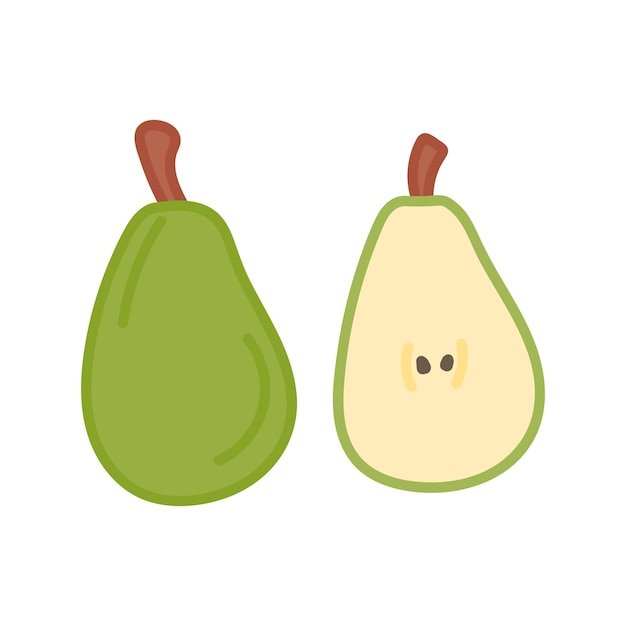 Hand drawn pear. cartoon design food, fruits element collection. natural food.