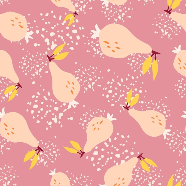 Hand drawn pears seamless pattern fruits botanical backdrop