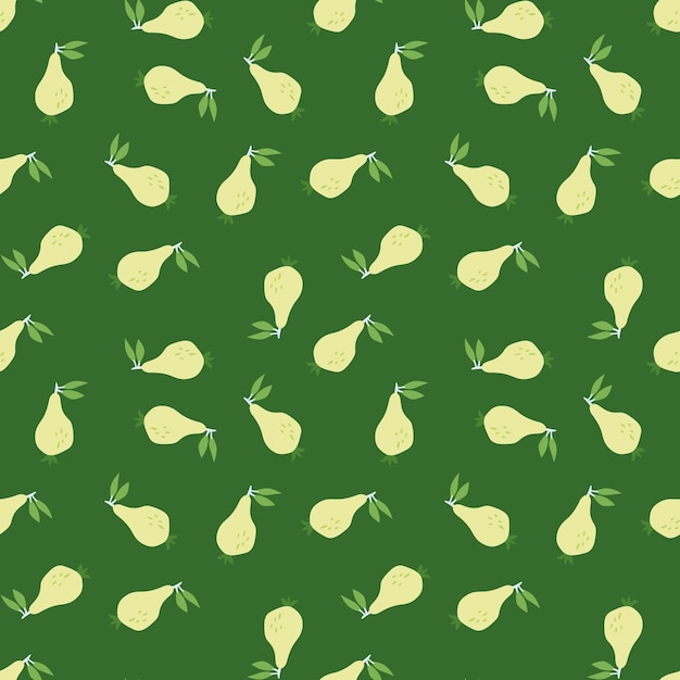 Hand drawn pears seamless pattern Fruits botanical backdrop