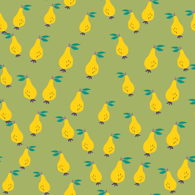 Hand drawn pears seamless pattern Fruits botanical backdrop