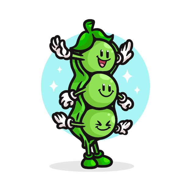 Hand drawn peas cartoon illustration