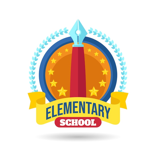 Vector hand drawn pen elementary school logo