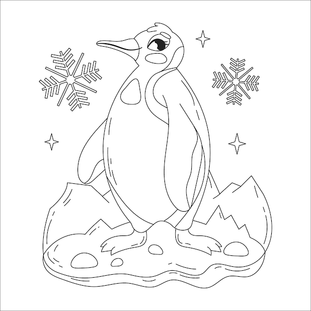 Hand drawn penguin  outline template