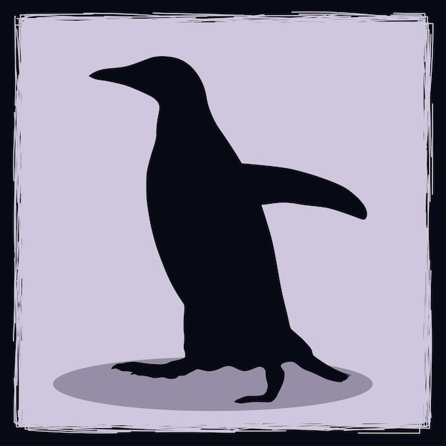 Hand drawn Penguin silhouette illustration