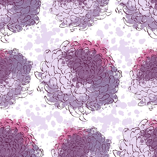 Hand Drawn Peony Flower Seamless Pattern Background Elegant design element for greeting cards birth