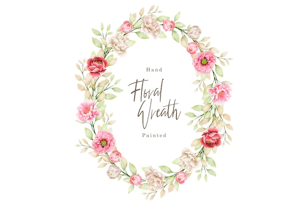 Vector hand drawn peony wreath design