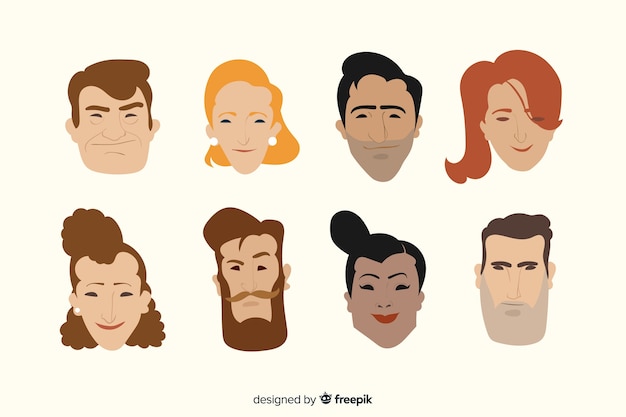 Vector hand drawn people avatar collection