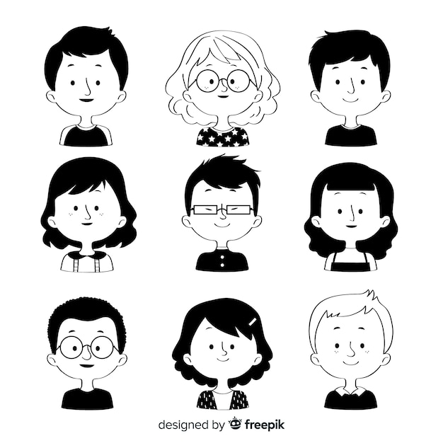 Hand drawn people avatar collection