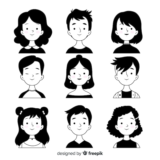 Collezione di avatar di persone disegnate a mano