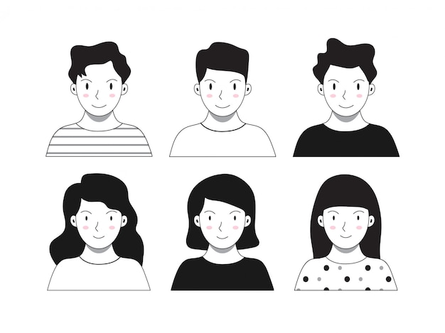 Hand drawn people avatar pack