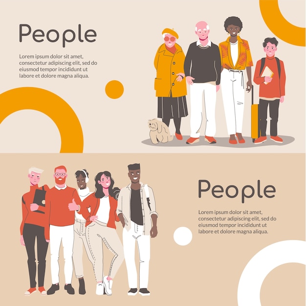 Vector hand drawn people banner