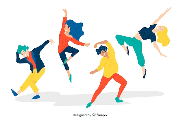Vector hand drawn people dancing background