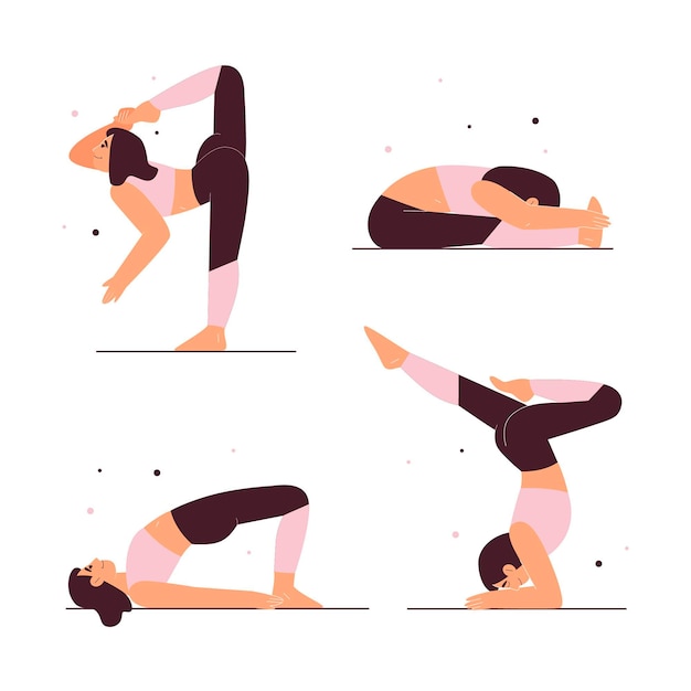 Vector hand drawn people doing yoga