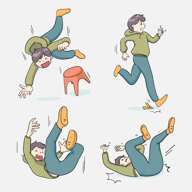 Vector hand drawn people falling collection