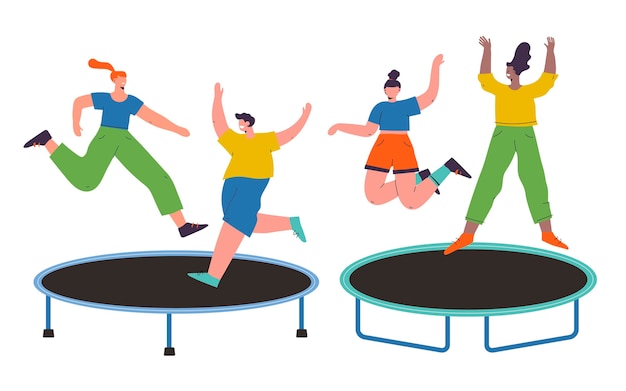 Vector hand drawn people jumping