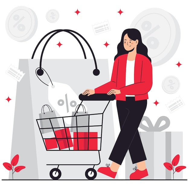 Hand drawn people shopping in flat design