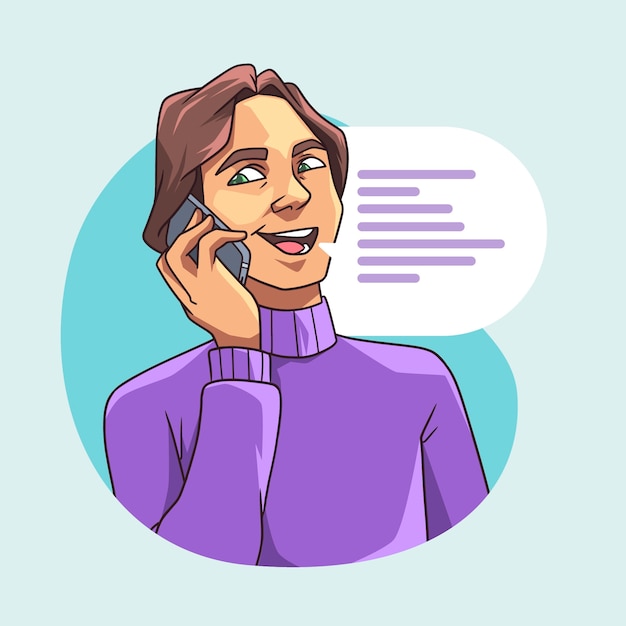 hand drawn people talking on the phone illustration