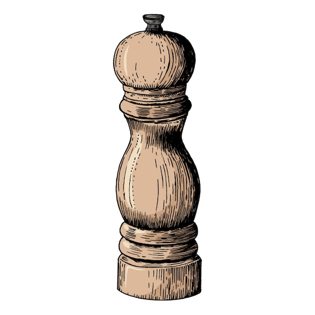 Vector hand drawn pepper mill