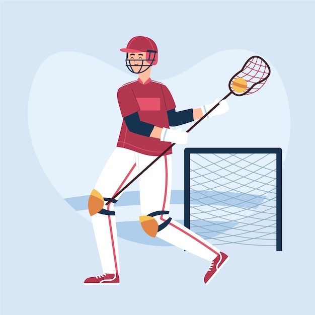 hand drawn person playing lacrosse illustration