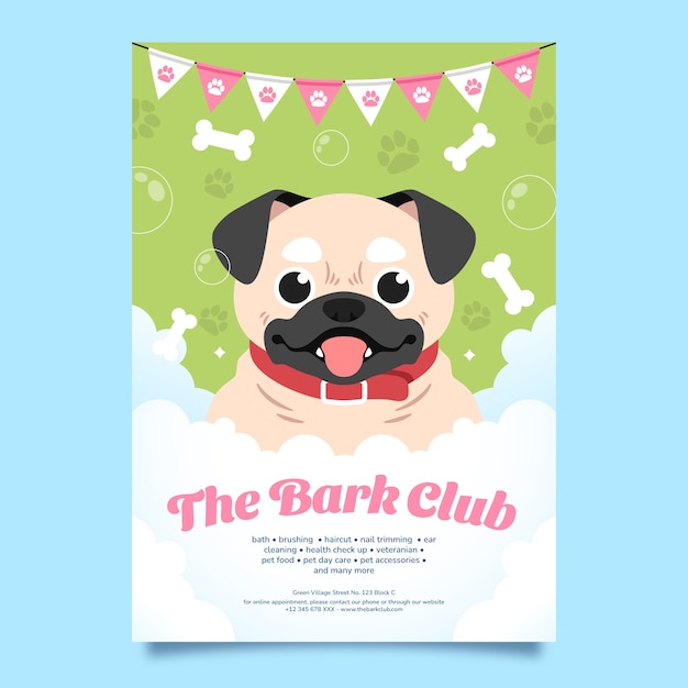 Vector hand drawn pet grooming poster design