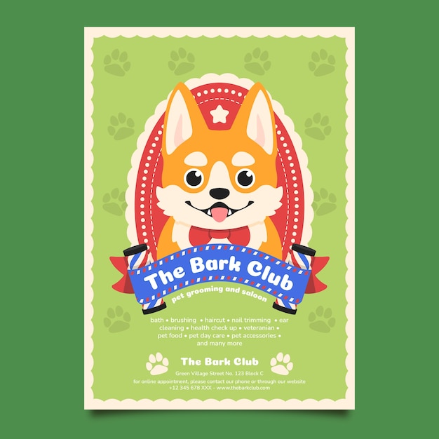 hand drawn pet grooming poster