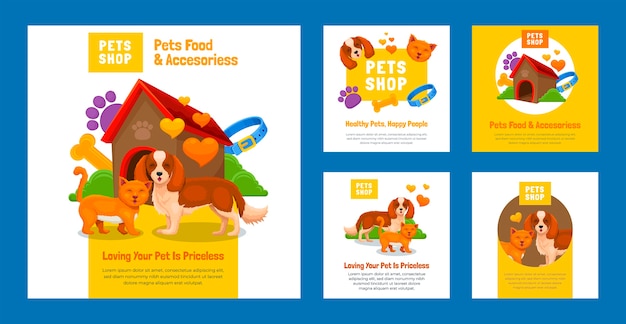 hand drawn pet shop template design
