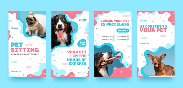 Vector hand drawn pet sitting instagram stories