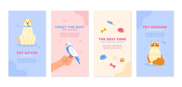 Hand drawn pet sitting instagram stories