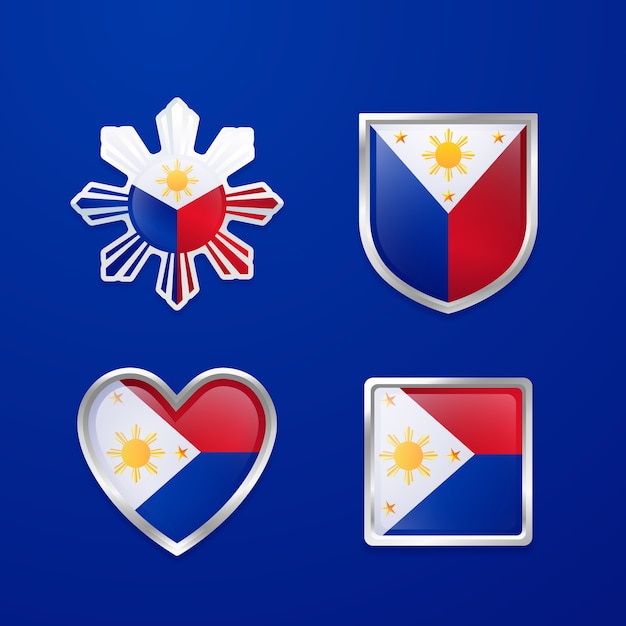 Vector hand drawn philippine flag national emblems