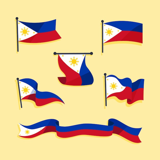 Vector hand drawn philippine flag national emblems