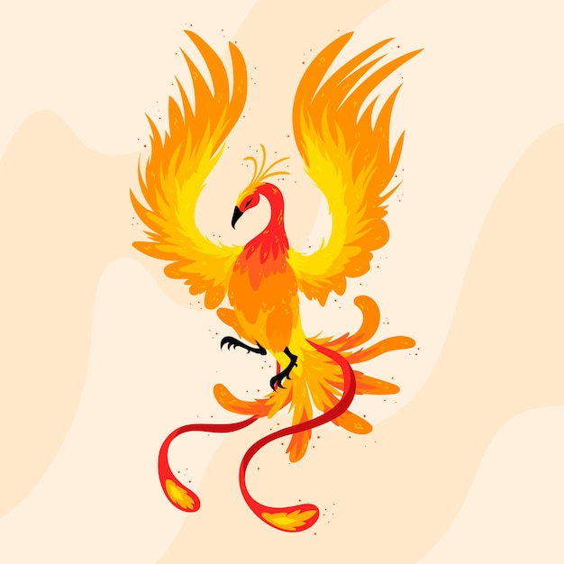 Vector hand drawn phoenix bird illustrated