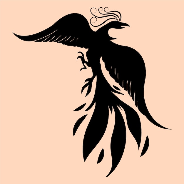 Vector hand drawn phoenix  silhouette